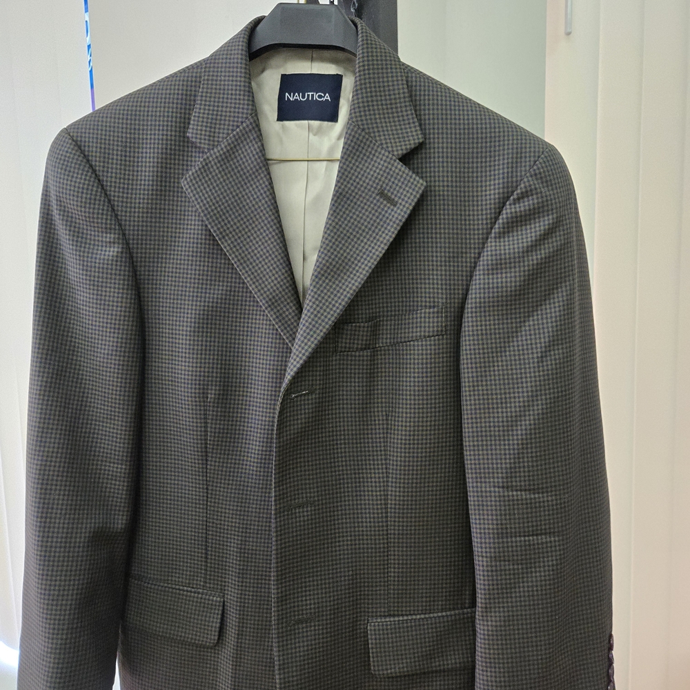 Nautica Men's Checkered Blazer in Black and Gray